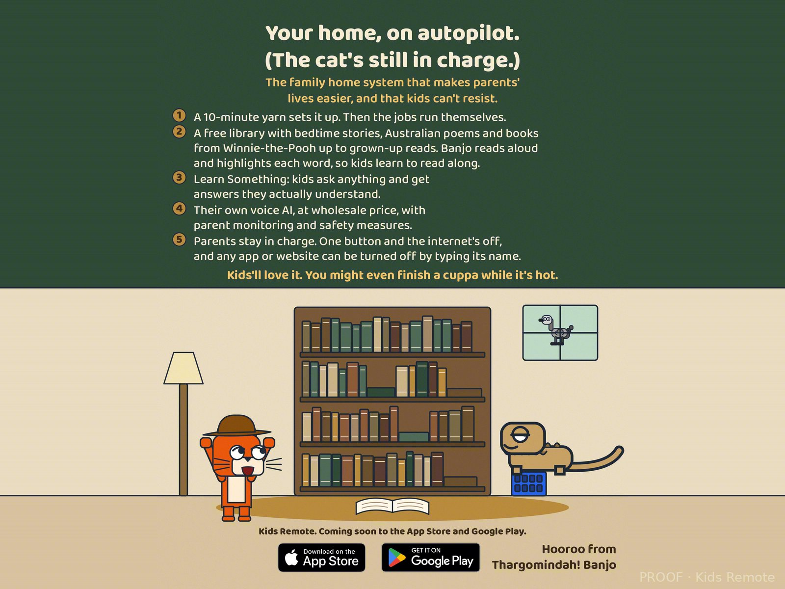 Kids Remote app page (inside back cover)